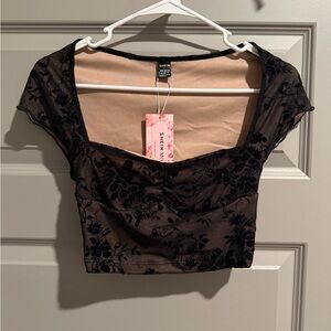 SHEIN Black Floral Women Top